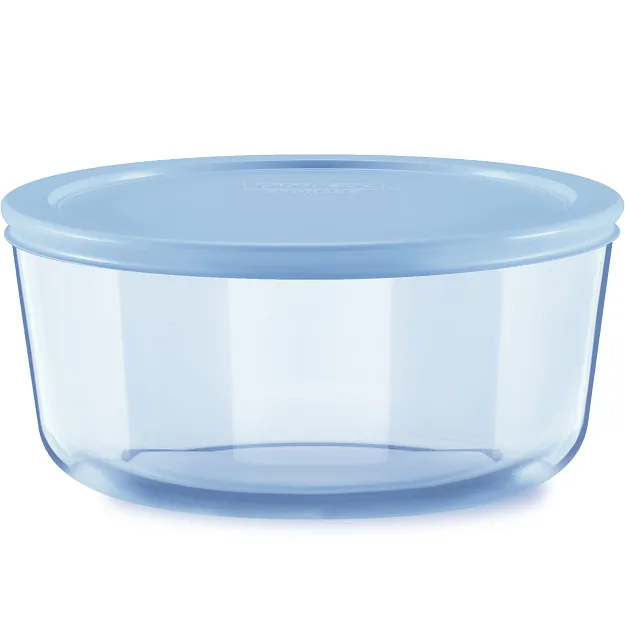 Pyrex® Simply Store® Tinted 7-cup Round Storage with Blue Plastic Lid