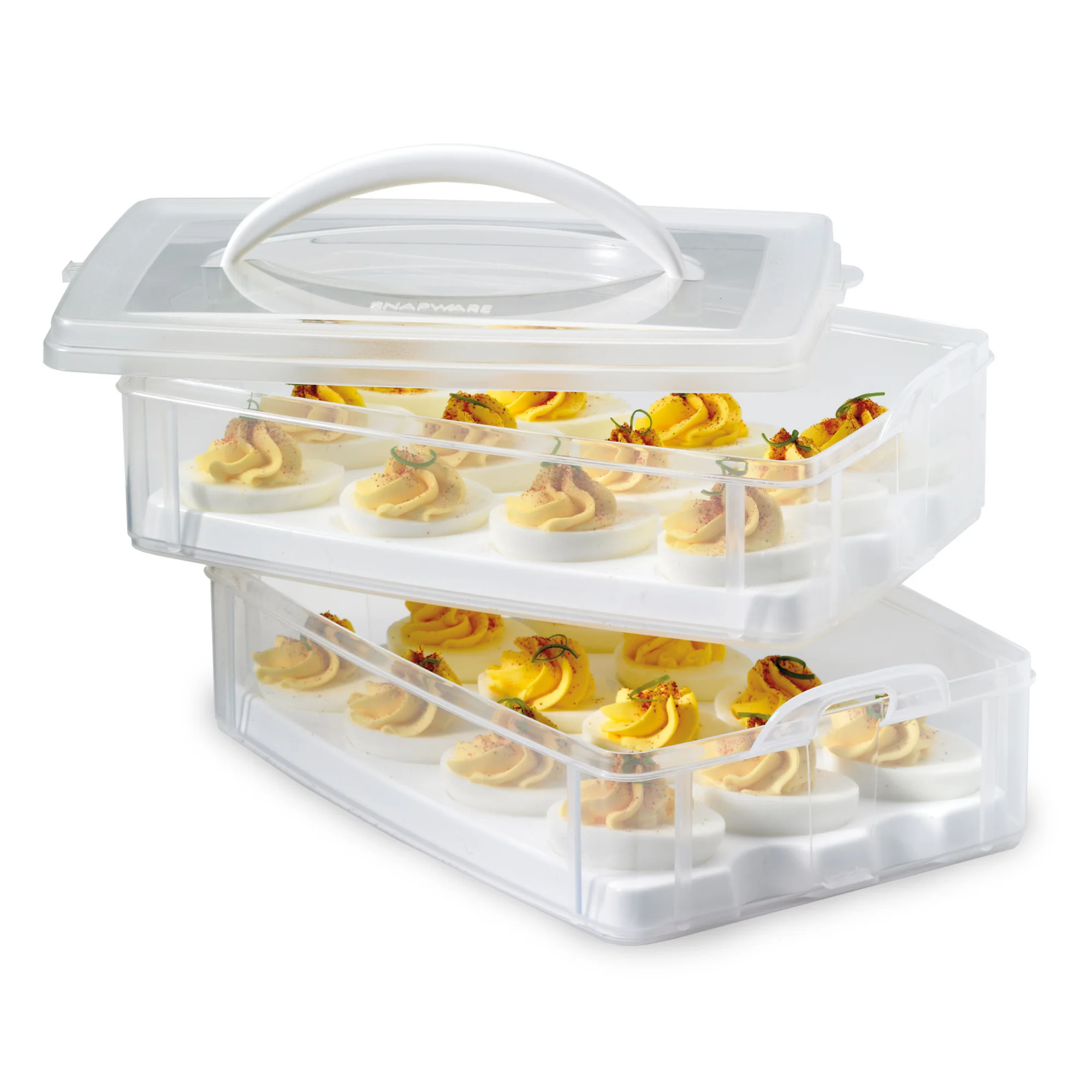 155-snapware-snap-n-stack-2-layer-food-storage-container-with-egg-holder-trays-2.webp Snapware® Snap 'N Stack 2-Layer Food Storage Container with Egg Holder Trays