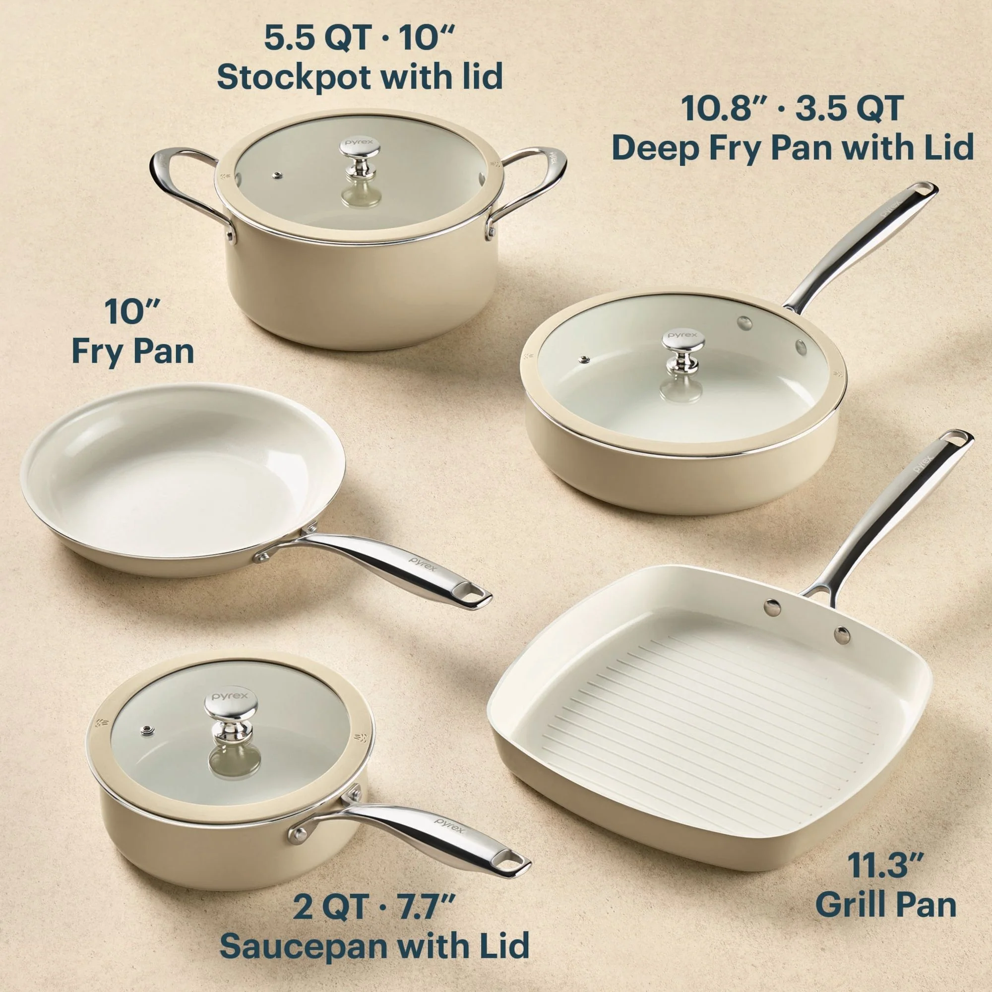 Pyrex® Ceramic Cookware 8-Piece Set