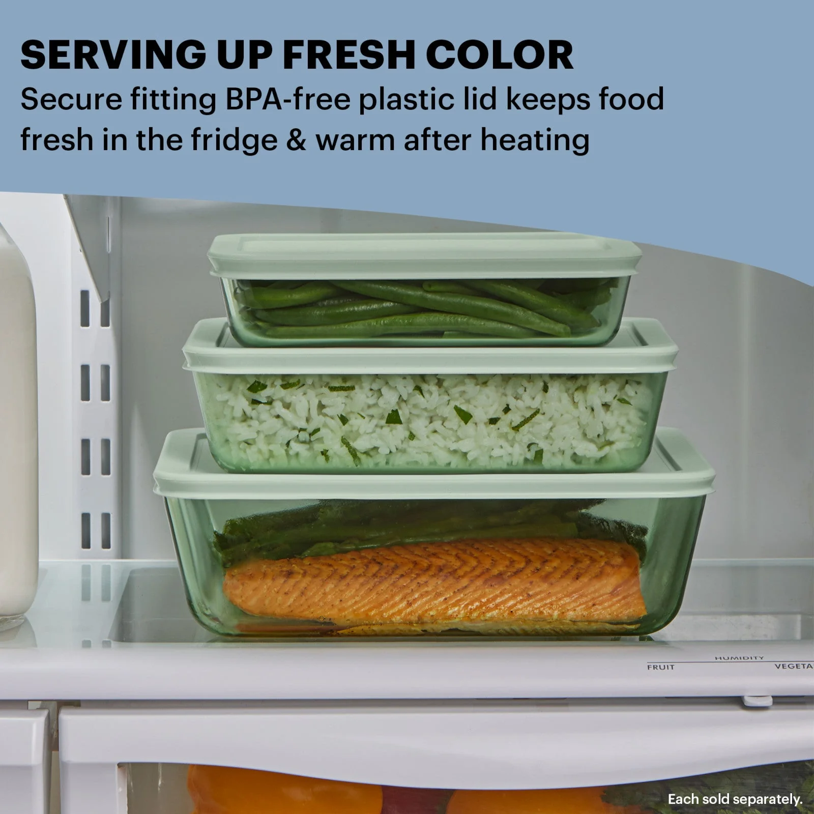 Pyrex® Simply Store® Tinted 11-cup Rectangle Storage with Green Plastic Lid