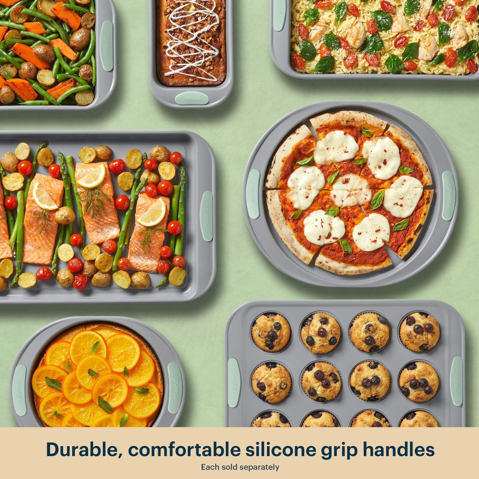 24-pyrex-metal-bakeware-3-piece-set-in-sage-5.jpg Pyrex® Metal Bakeware 3-Piece Set in Sage
