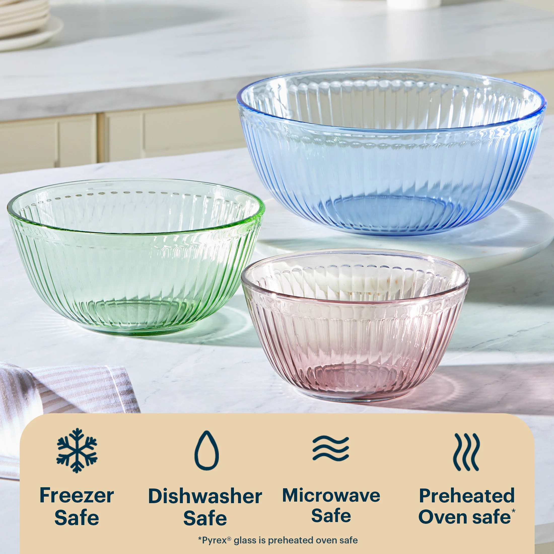 27-pyrex-colors-sculpted-tinted-3-piece-mixing-bowl-set-no-lid-pink-green-blue-4.webp Pyrex® Colors Sculpted Tinted 3-piece Mixing Bowl Set, No Lid (Pink,Green,Blue)