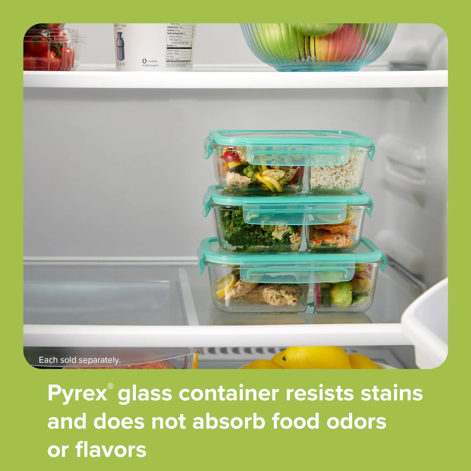 Snapware® MealBox™ 5.8-cup Divided Glass Food Storage Container with Blue Lid