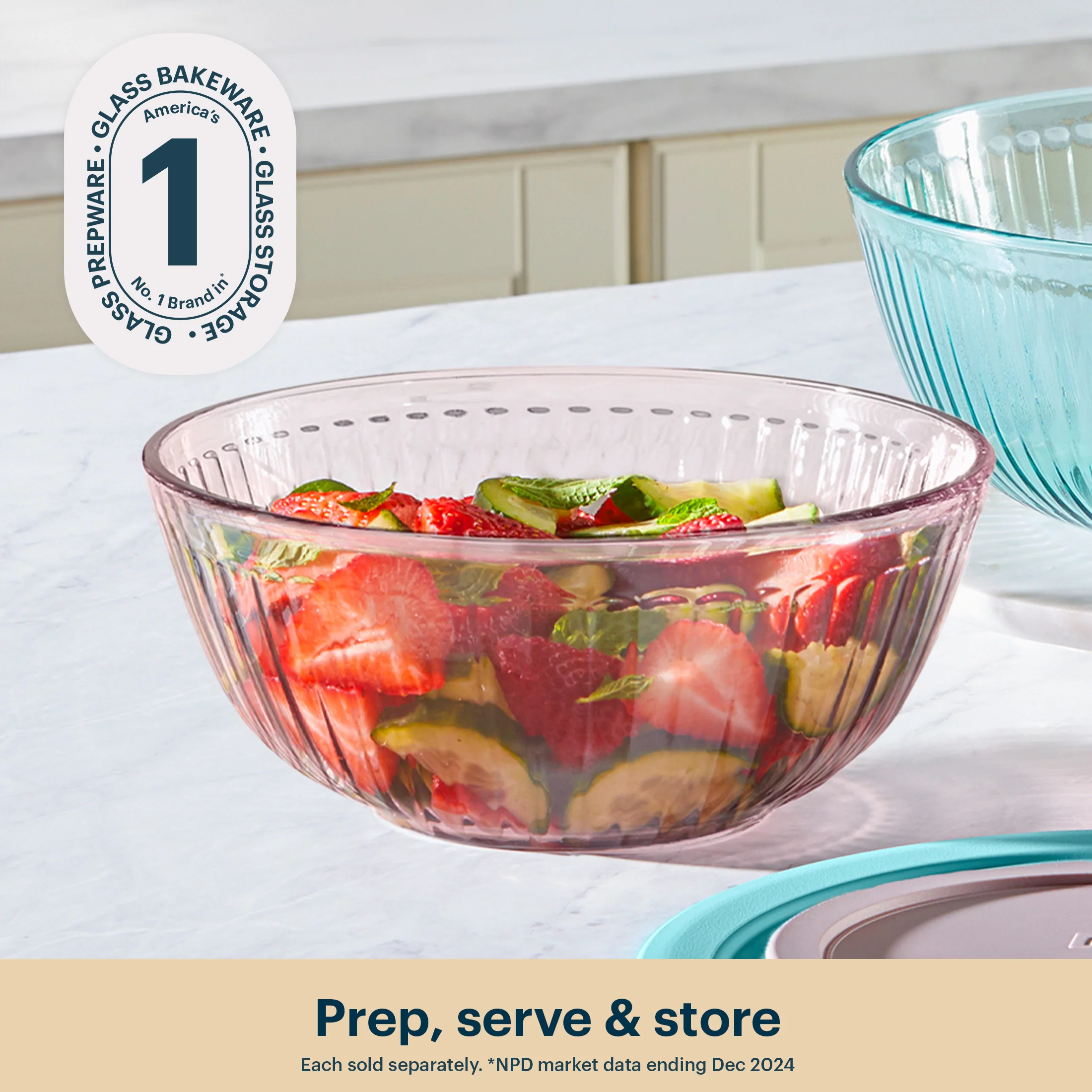 36-pyrex-sculpted-tinted-glass-2.3qt-mixing-bowl-with-lid-pink-3.webp Pyrex® Sculpted Tinted Glass 2.3QT Mixing Bowl with Lid, Pink