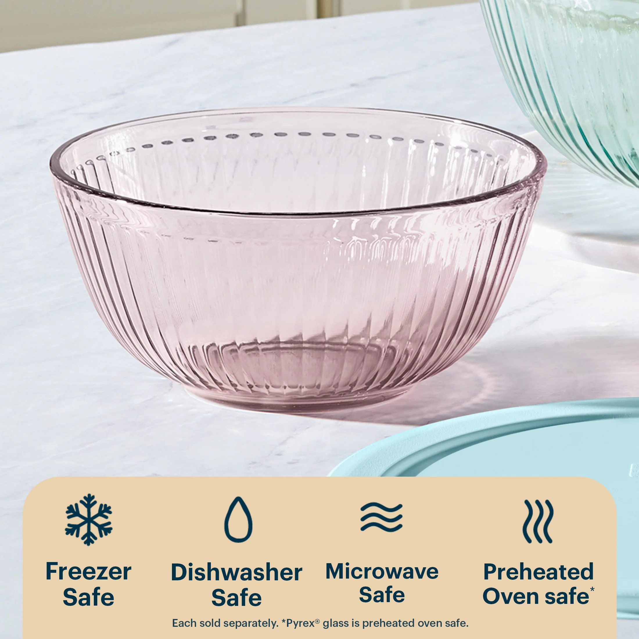 36-pyrex-sculpted-tinted-glass-2.3qt-mixing-bowl-with-lid-pink-4.webp Pyrex® Sculpted Tinted Glass 2.3QT Mixing Bowl with Lid, Pink