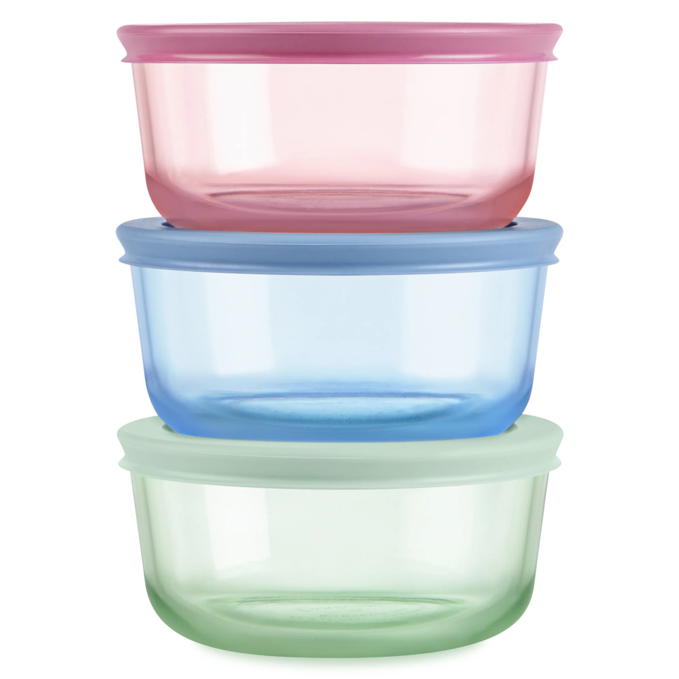 Pyrex® Simply Store® Tinted Glass 2-cup Round Storage Containers, 6-pc Set, Mixed Colors