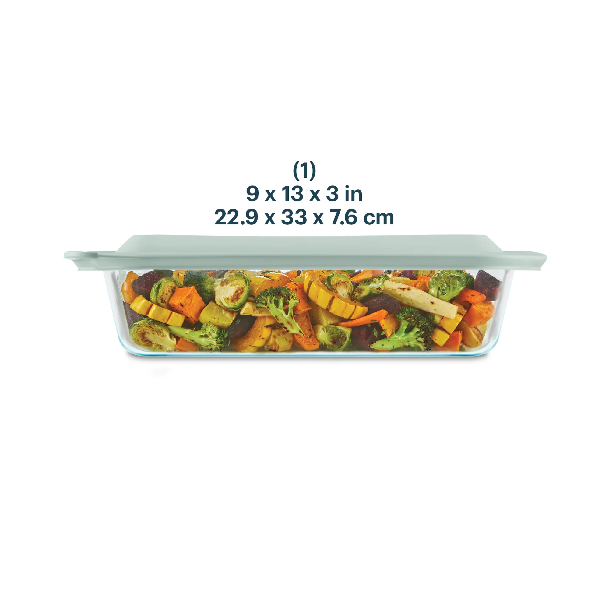 Pyrex® Deep 9 x 13" Rectangular Glass Baking Dish with Sage Green Lid