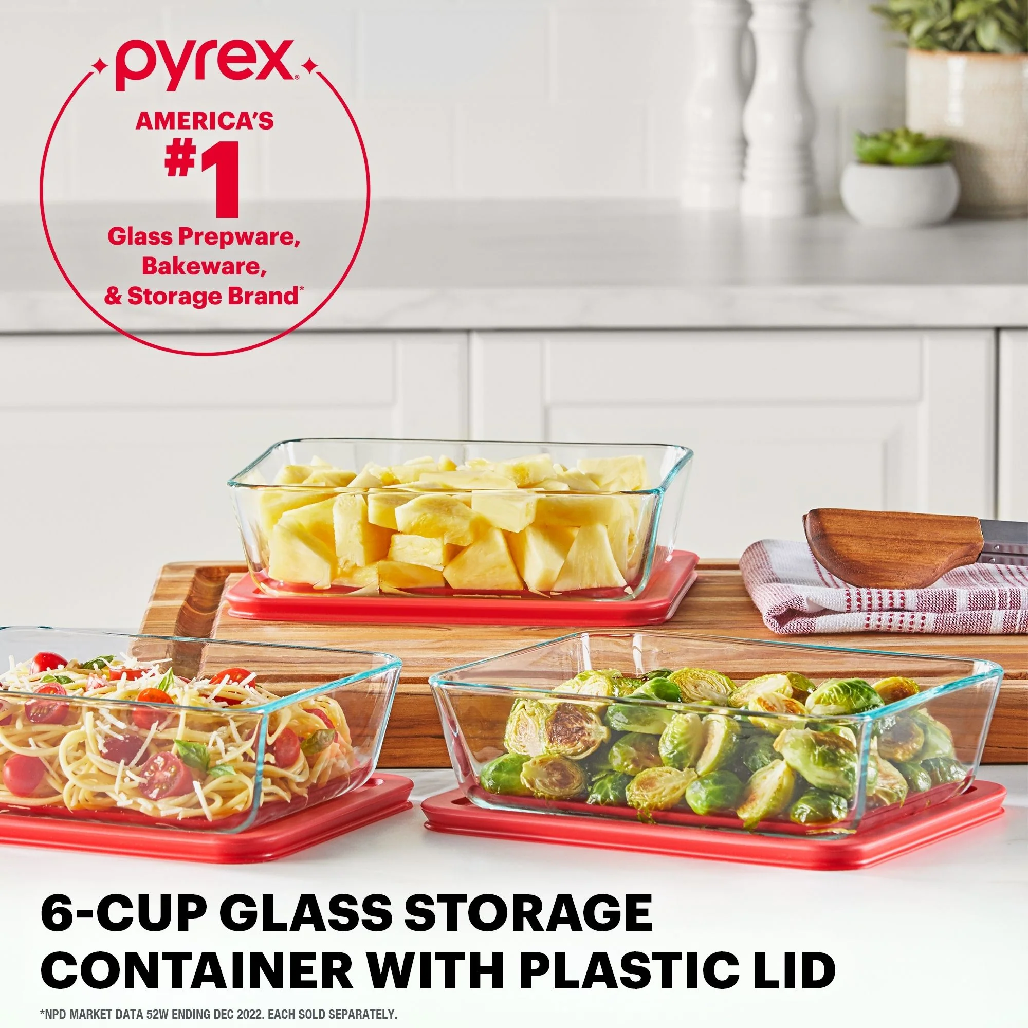Pyrex® Simply Store® 6-Cup Rectangle Glass Storage with Plastic Lid